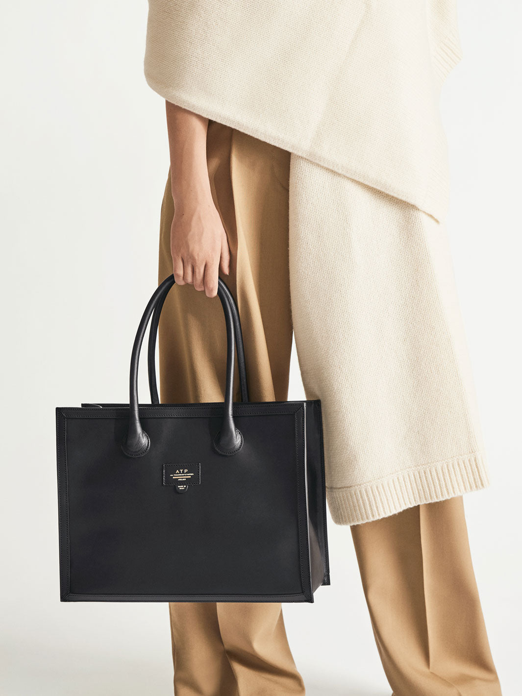 Longchamp Roseau Top Handle Leather Tote Bag Handbag Black Made in France