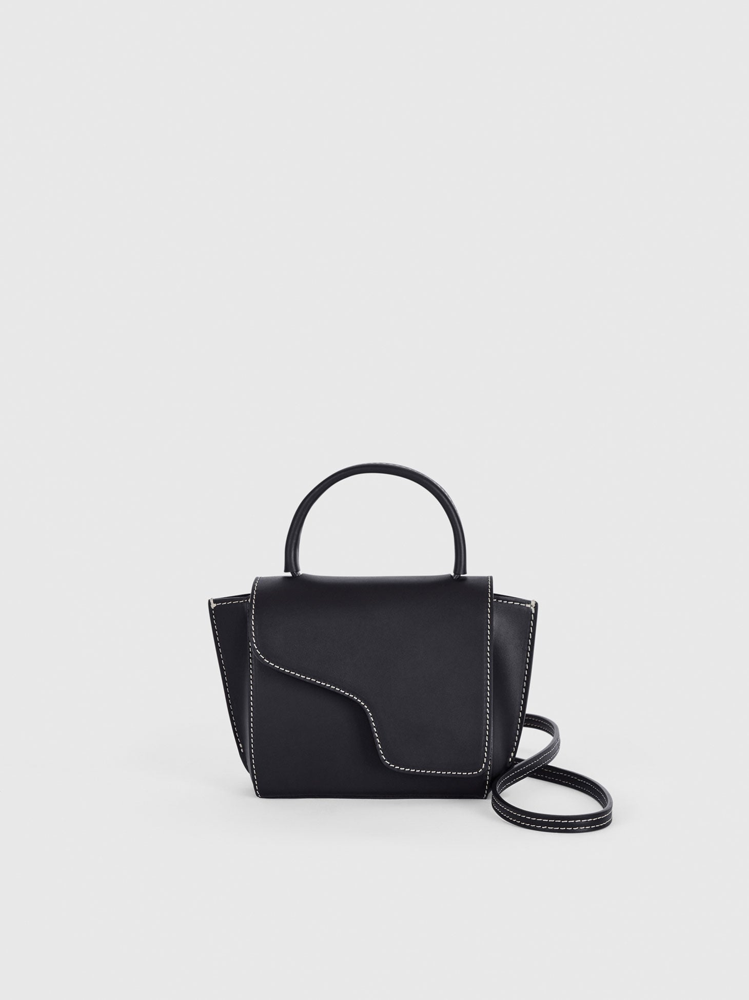 Montalcino Black/Contrast Stitch Leather Mini handbag – ATP Atelier