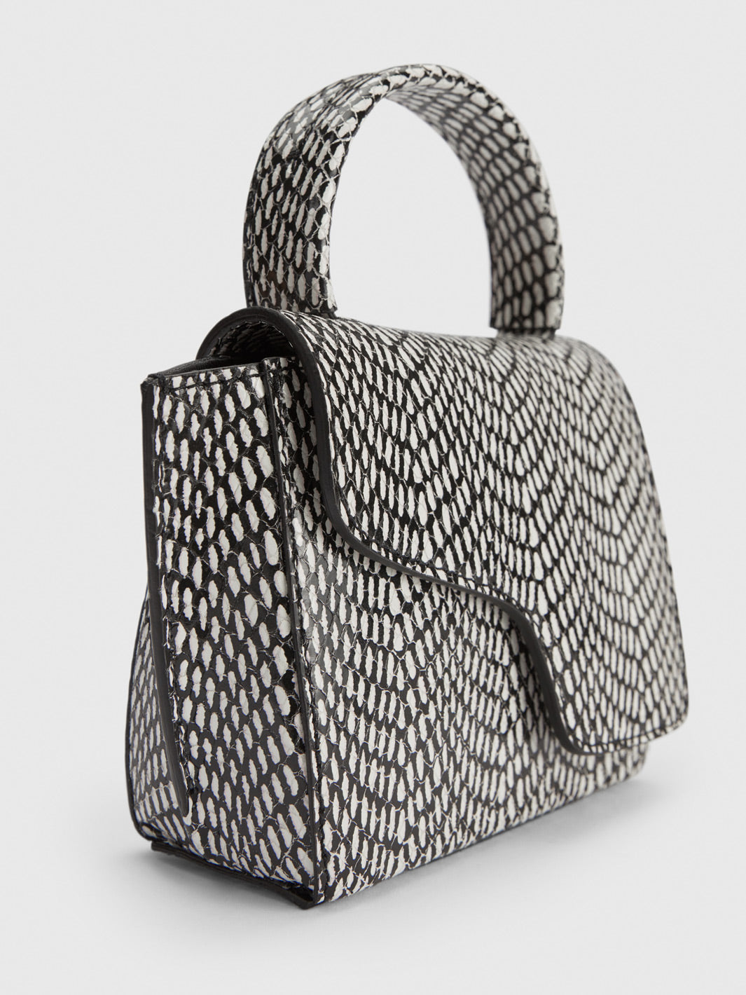 Montalcino Black/Linen Printed Graphic Snake Nappa Mini handbag