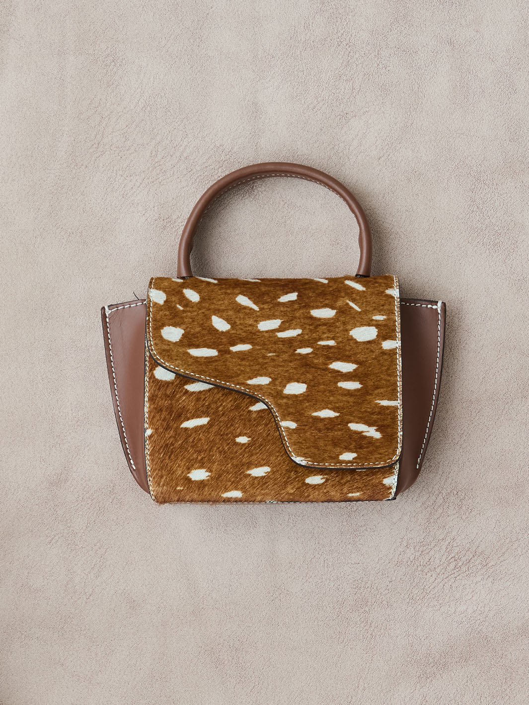 Montalcino Cannella Printed Cerbiatto/Leather Mini handbag