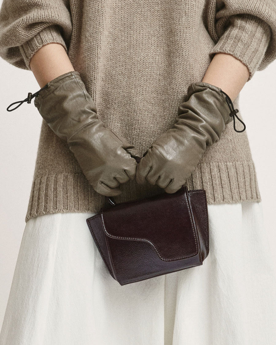 Ormelle Bianco Grained Leather Top handle bag | ATP Atelier