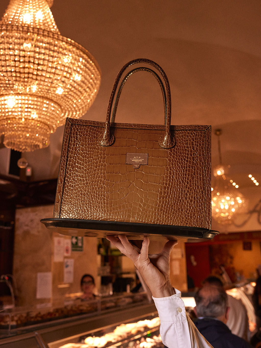 Montefalcione Cannella Printed Croco Book bag | ATP Atelier
