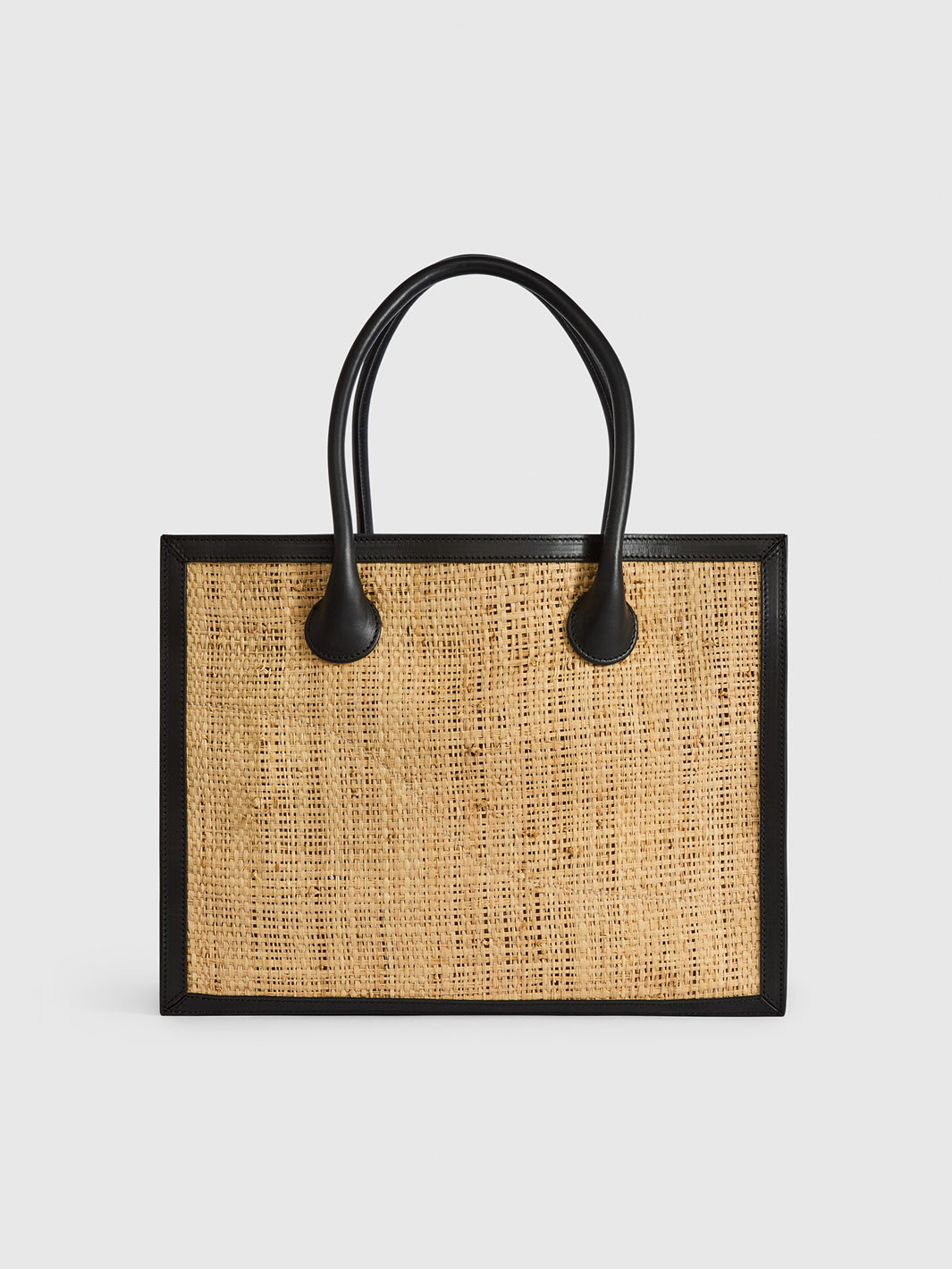 Montefalcione Natural/Black Raffia/Leather Book bag