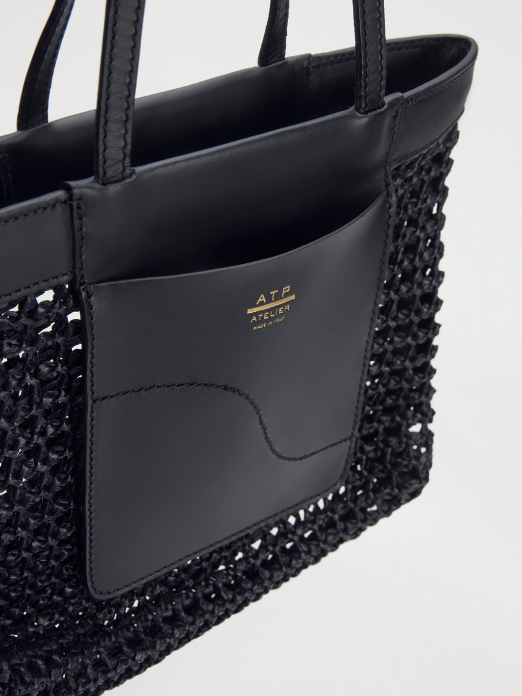 Morino Black Raffia/Leather Tote bag