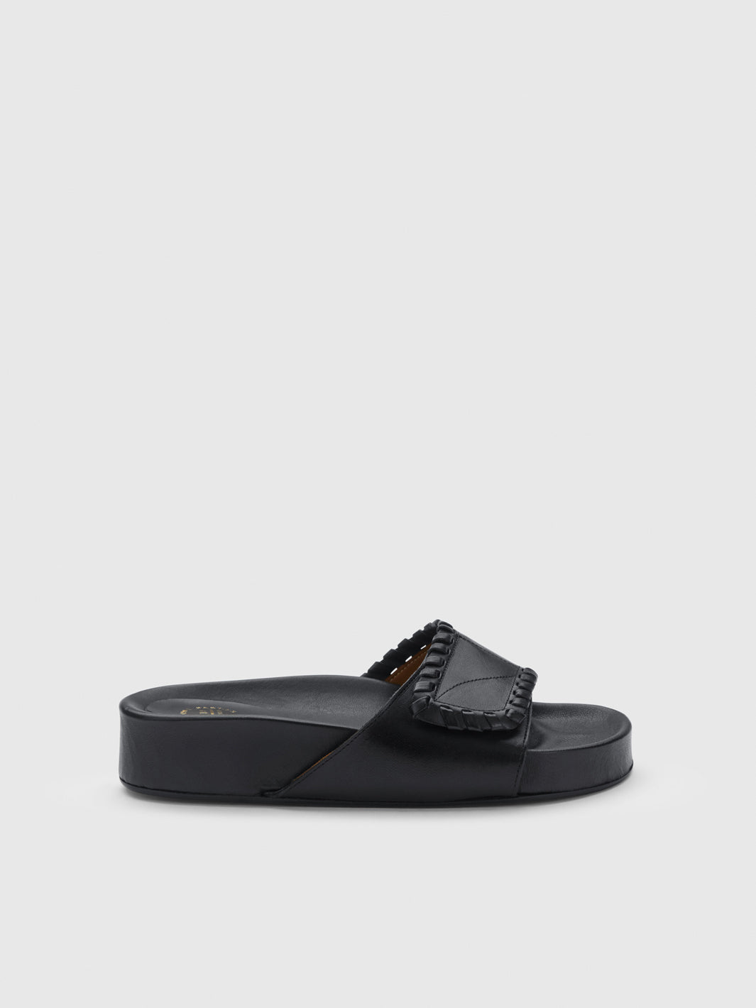 Novella Stitch Black Leather Comfy sandals