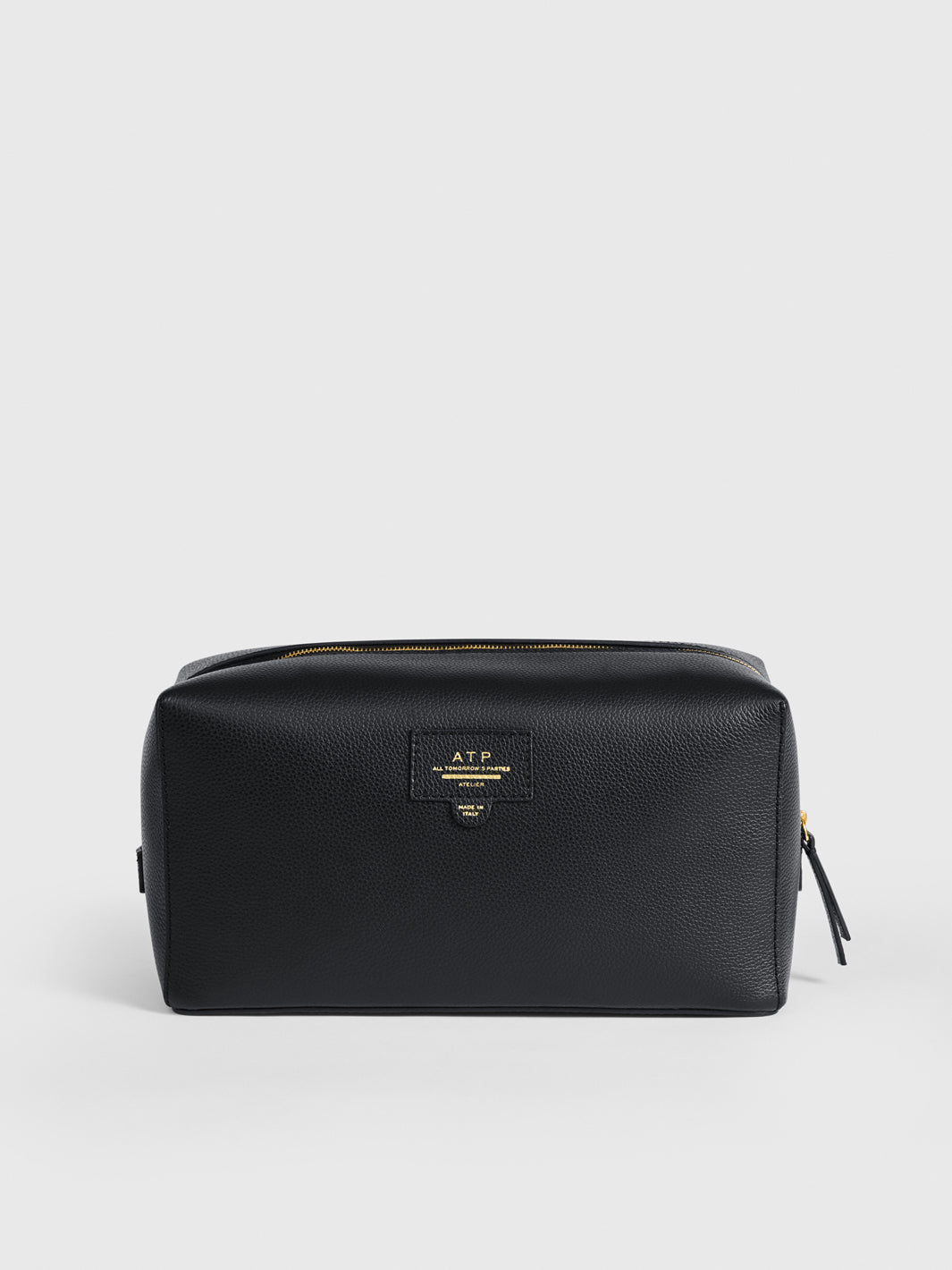 Pomaia Black Grained Leather Beauty Bag
