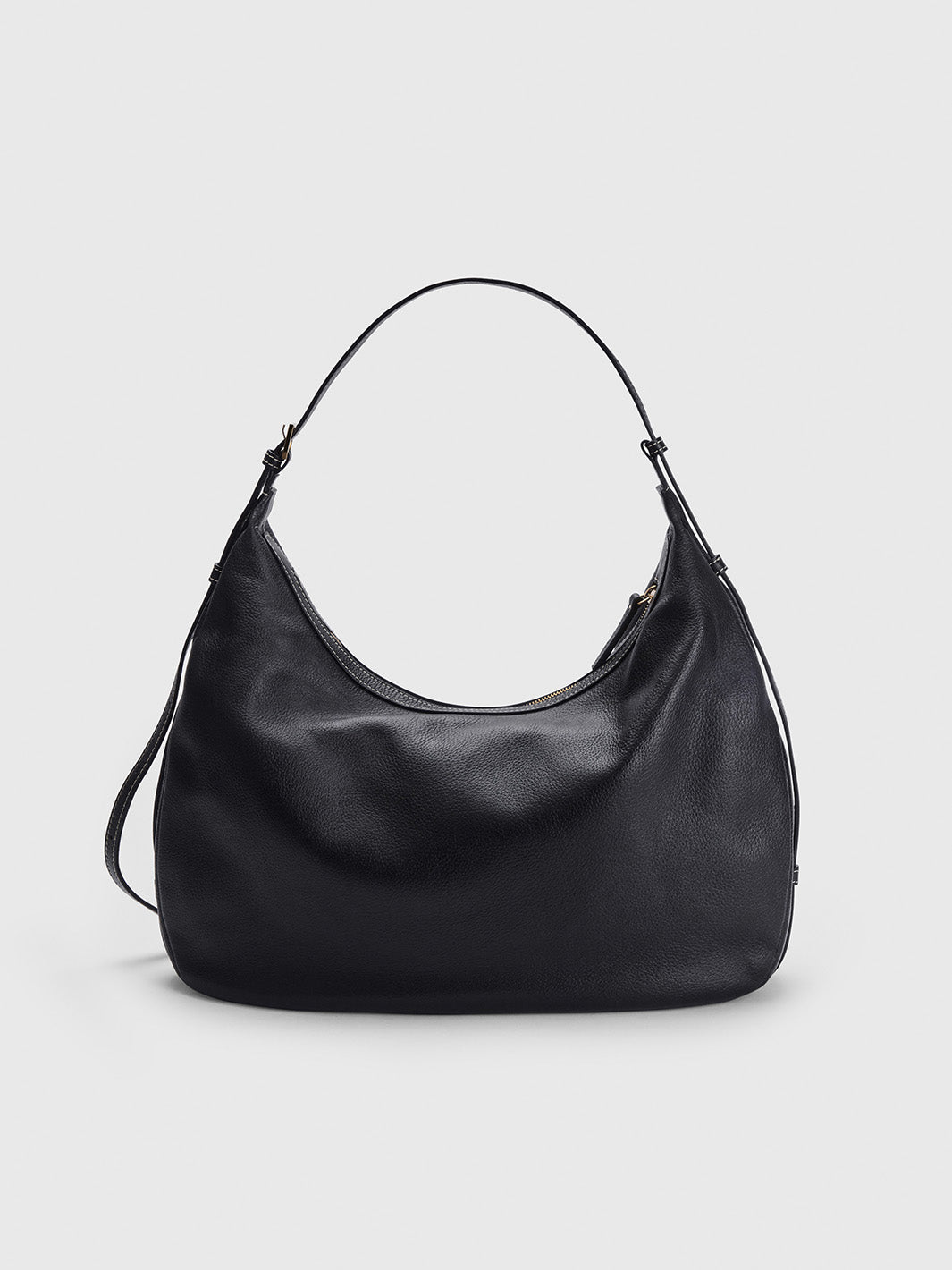 Liveri Black/Contrast Stitch Grained leather Small hobo bag – ATP Atelier