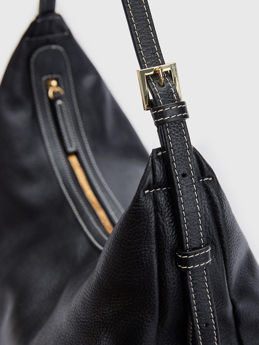 Potenza Black/Contrast Stitch Grained leather Large hobo bag