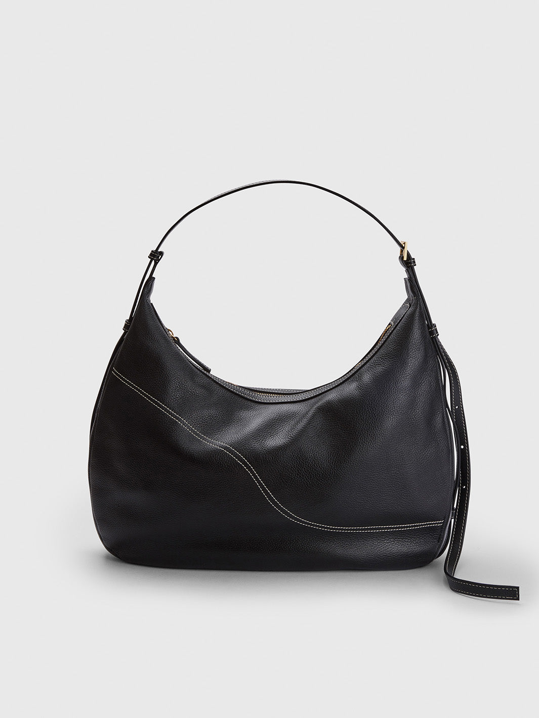 Potenza Black/Contrast Stitch Grained leather Large hobo bag – ATP Atelier
