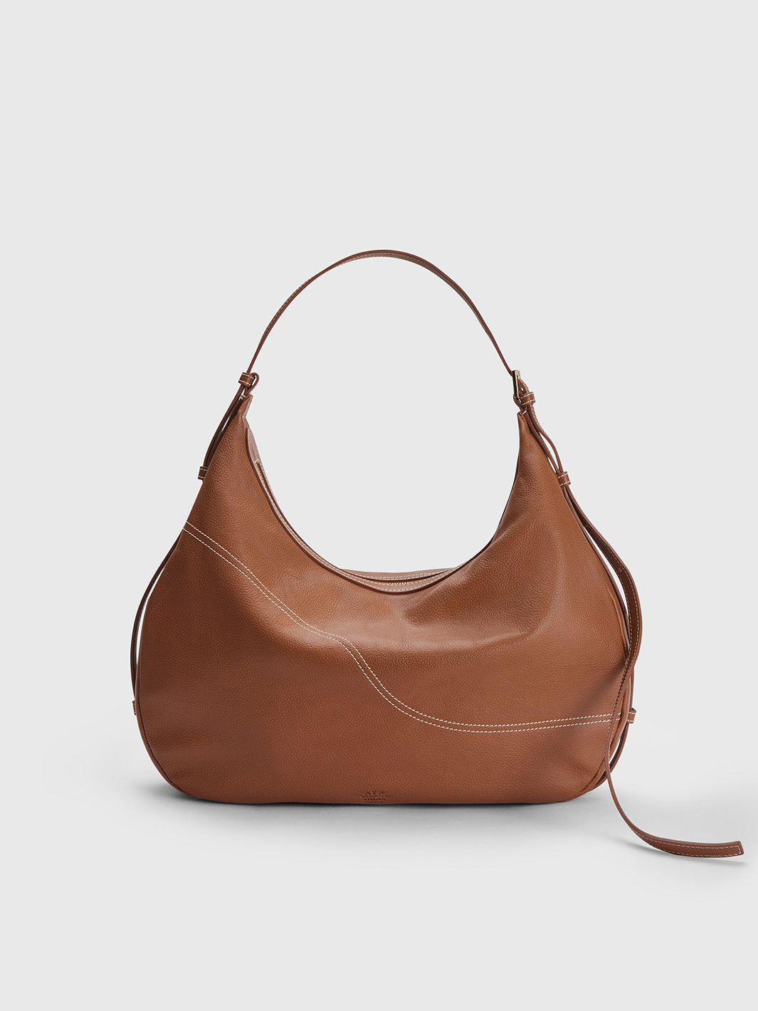 Potenza Brandy/Contrast Stitch Grained leather Large hobo bag