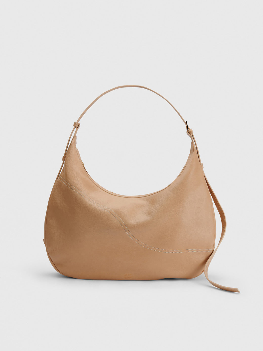 Potenza Nocciola/Contrast Stitch Grained Leather Large hobo bag
