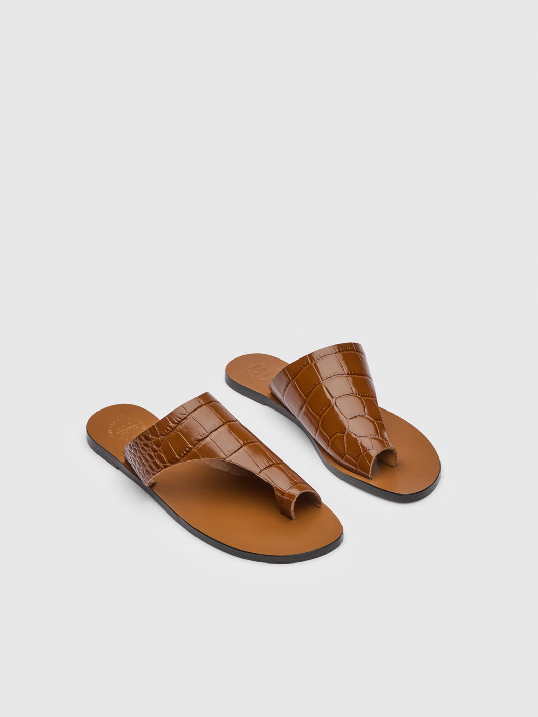 Rosa Cannella Printed Croco Cutout sandals