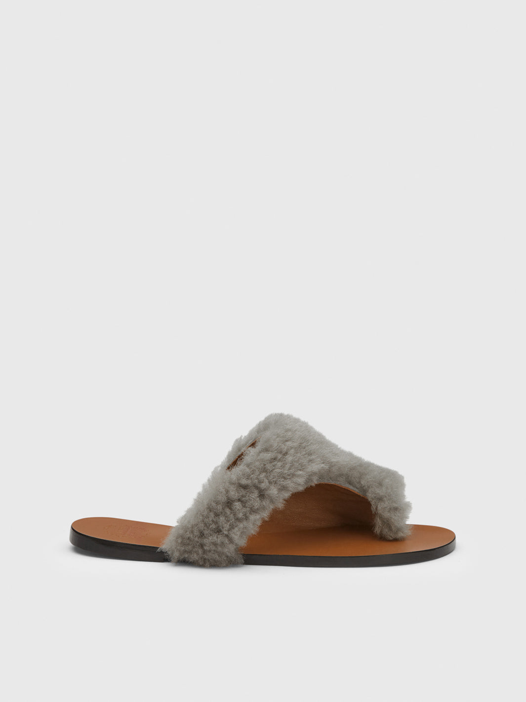 Rosa Grey Shearling Cutout sandals