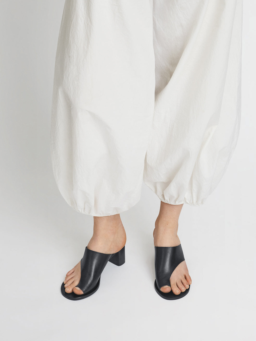 Rosate Black Leather Cutout heeled sandals