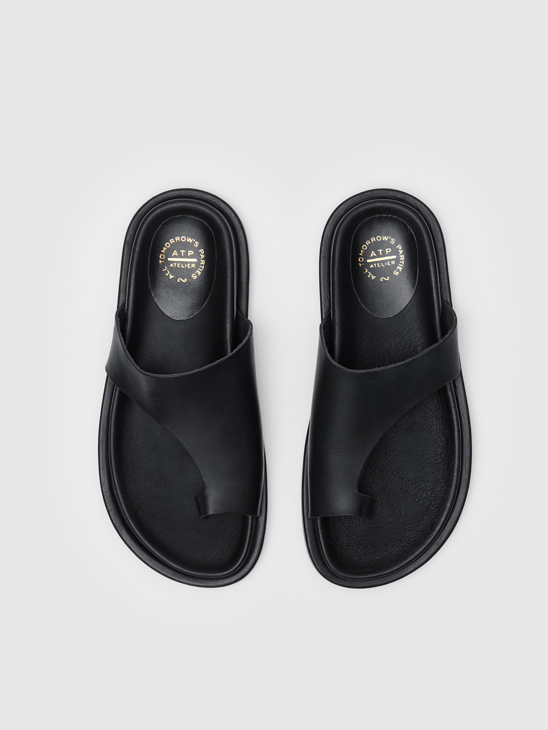 Rosanna Black Leather Comfy sandals | ATP Atelier | Official Site