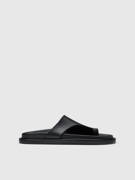 Rosanna Black Leather Comfy sandals | ATP Atelier | Official Site