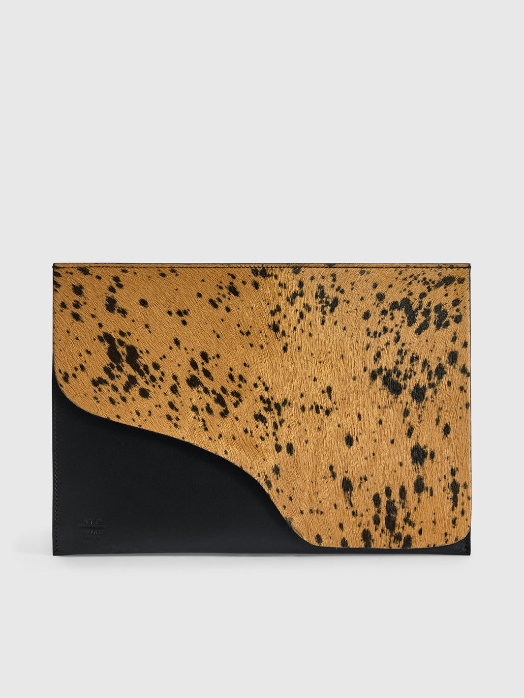 Sardegna Media Cannella/Black Printed Mini Cow/Leather Laptop case
