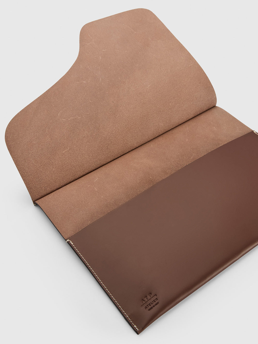 Sardegna Media Cannella/Contrast Stitch Leather Laptop case