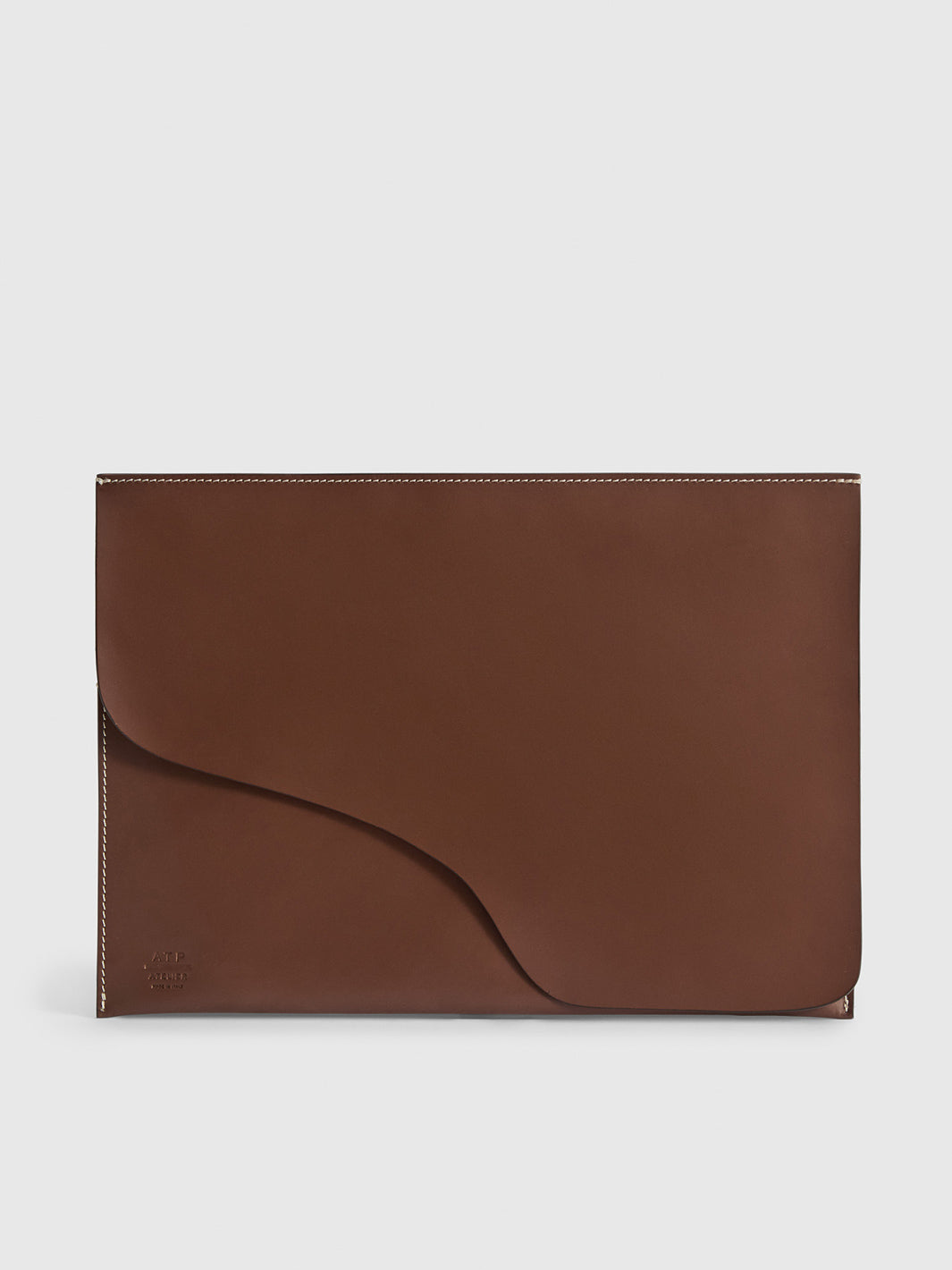 Sardegna Media Cannella/Contrast Stitch Leather Laptop case