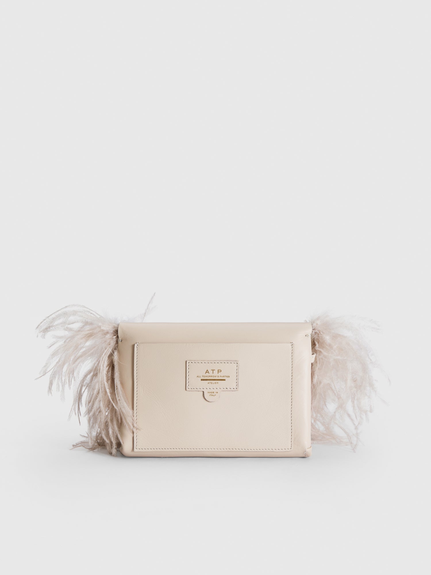 Scarlino Limestone Nappa/Feathers Pouch Bag