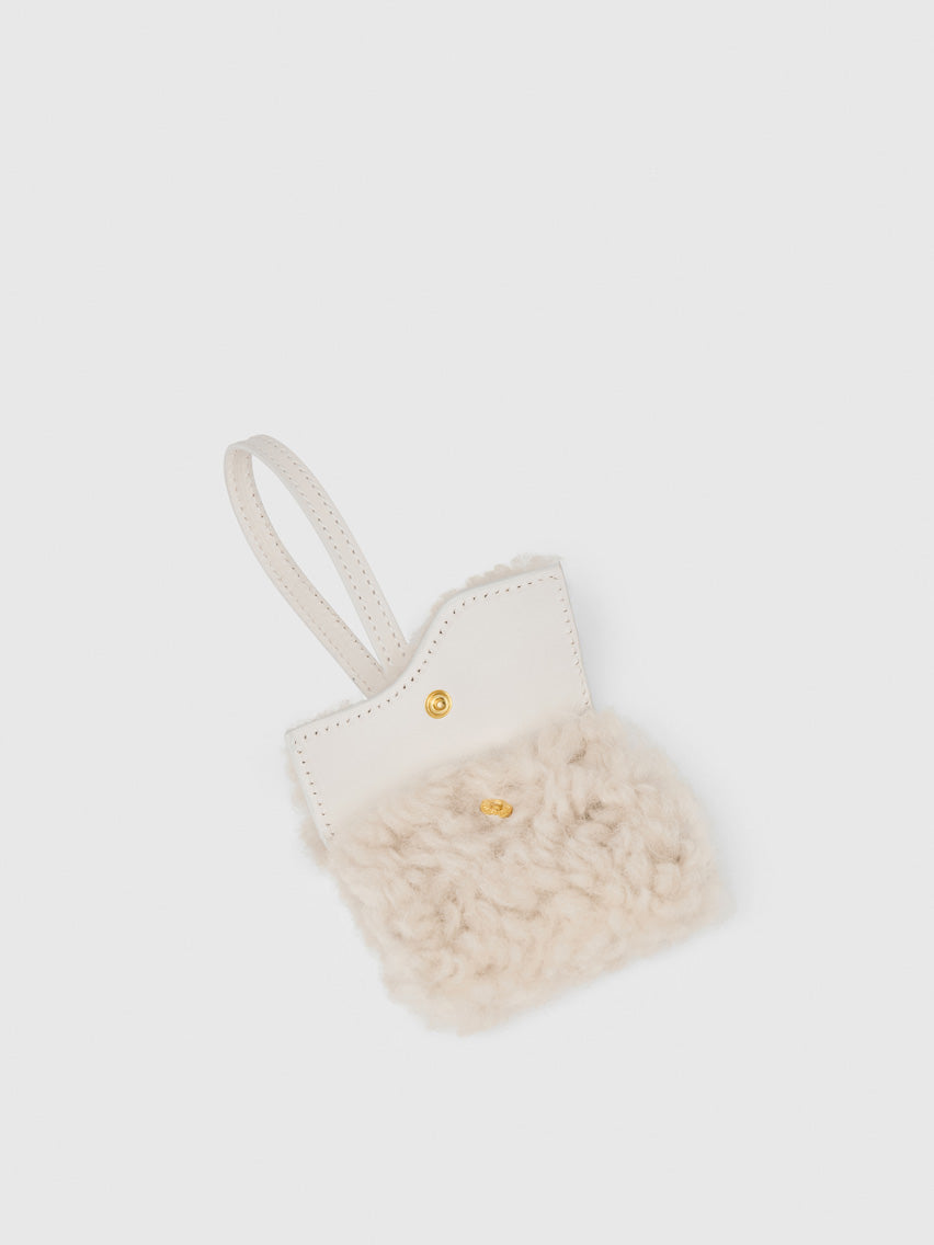 Selva Vanilla/Linen Shearling/Leather Key chain