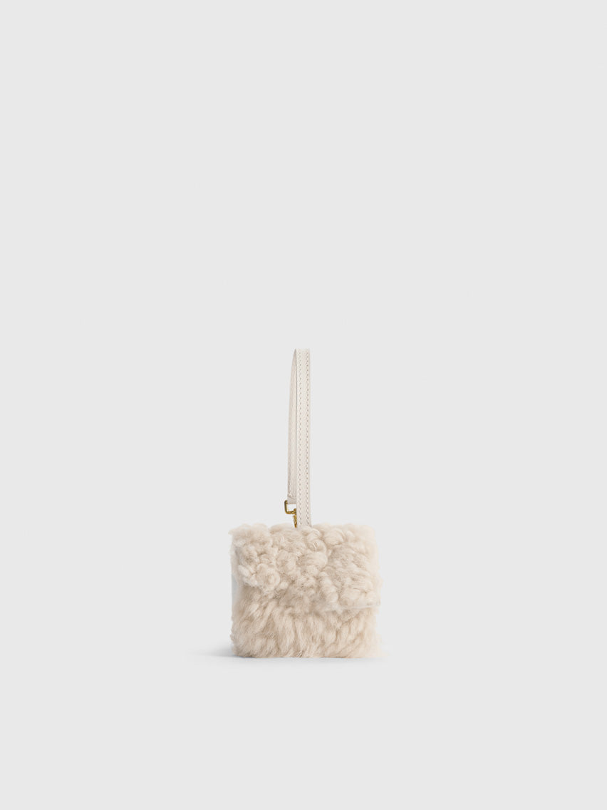Selva Vanilla/Linen Shearling/Leather Key chain