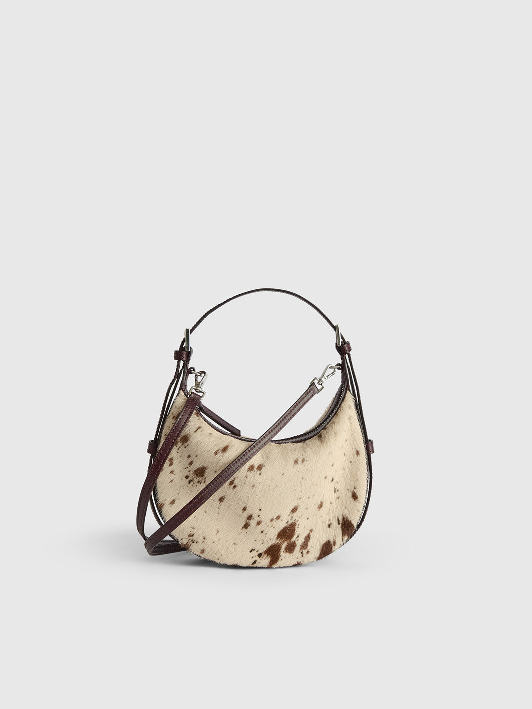 Silea Mandorla/Walnut Printed Mini Cow/Leather Mini hobo bag