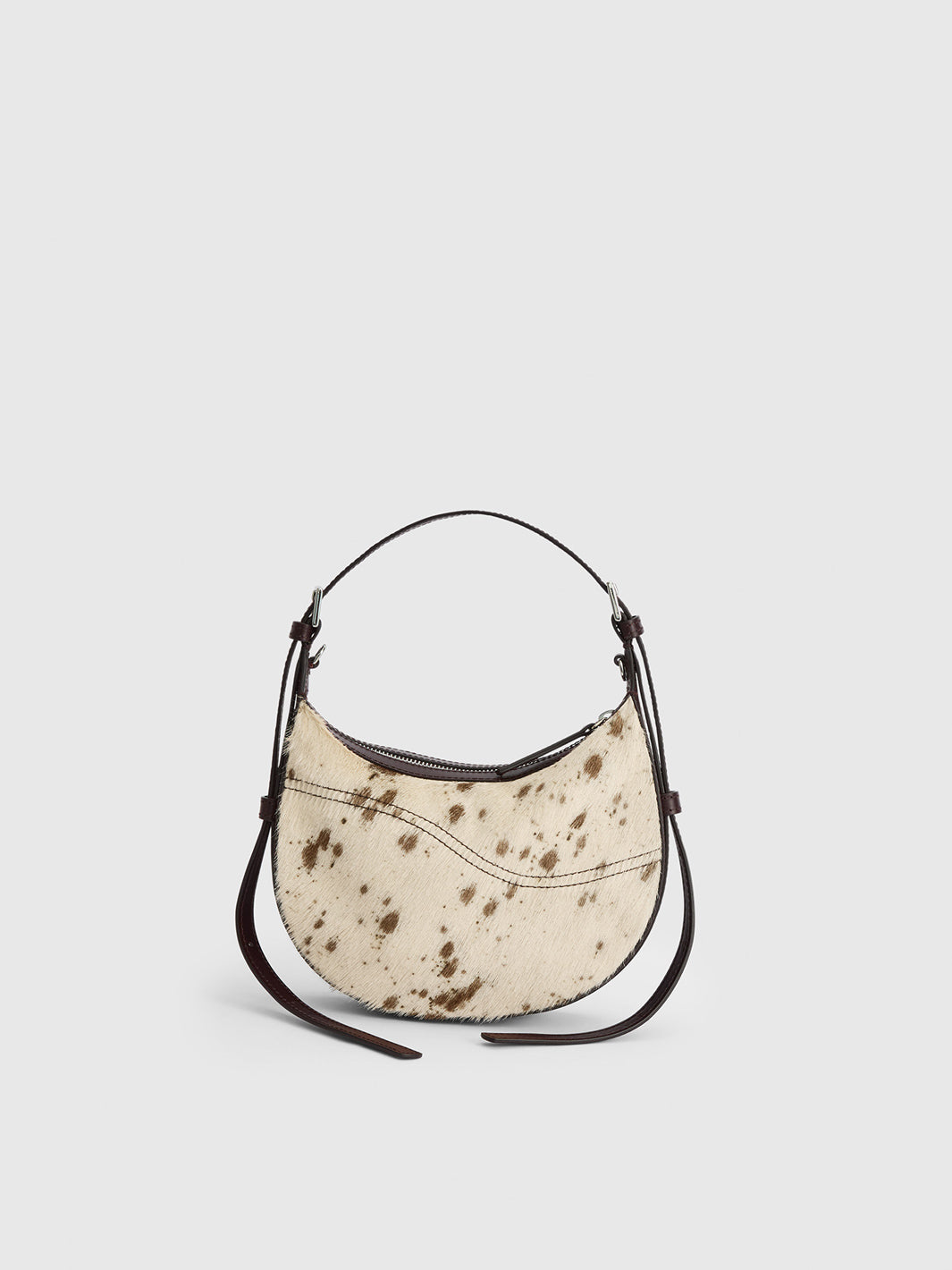 Silea Mandorla/Walnut Printed Mini Cow/Leather Mini hobo bag