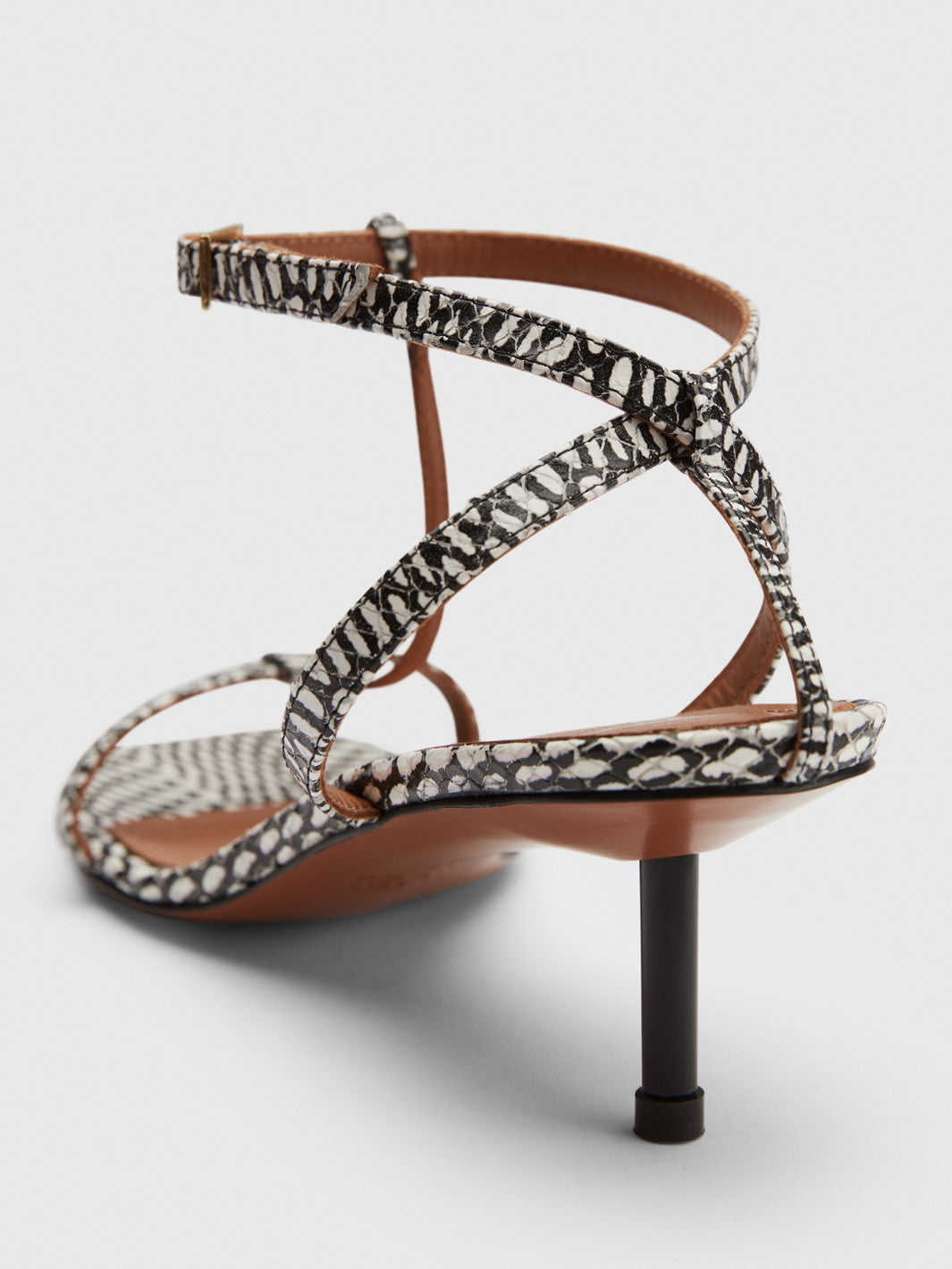 Taccoli Black/Linen Printed Graphic Snake Nappa Heeled sandals