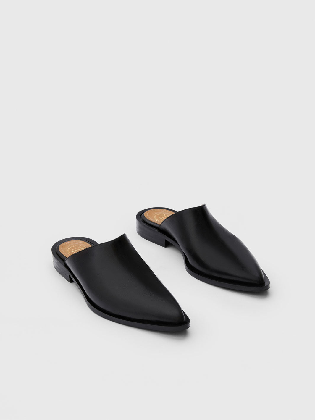 Leather store mules flats