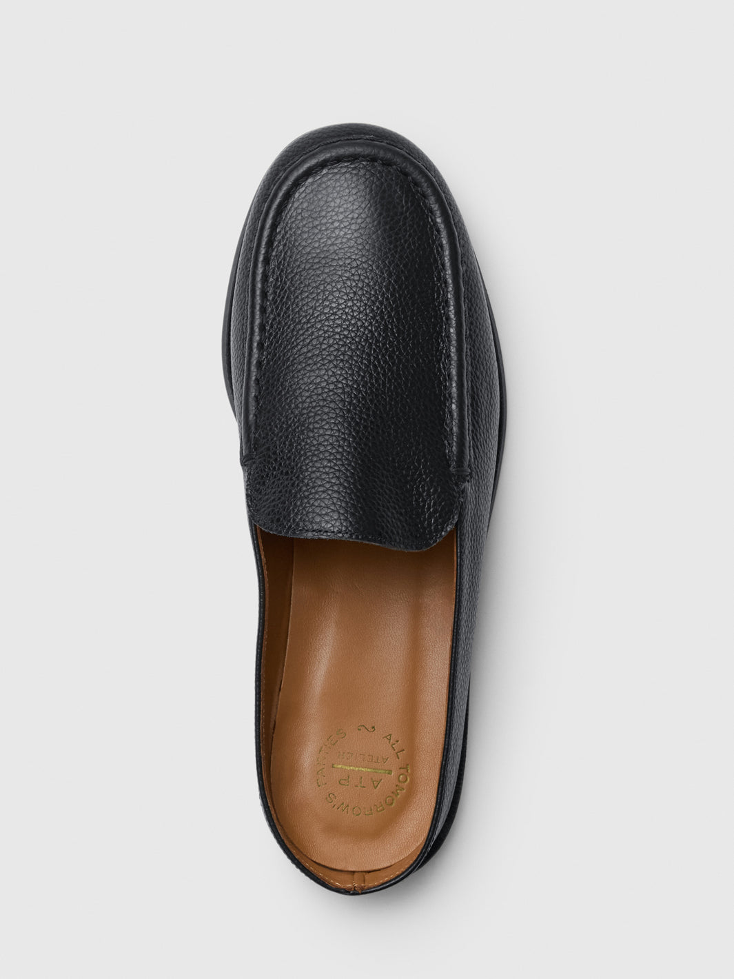 Tenno Black Grained Leather Slip-ins | ATP Atelier | Official Site