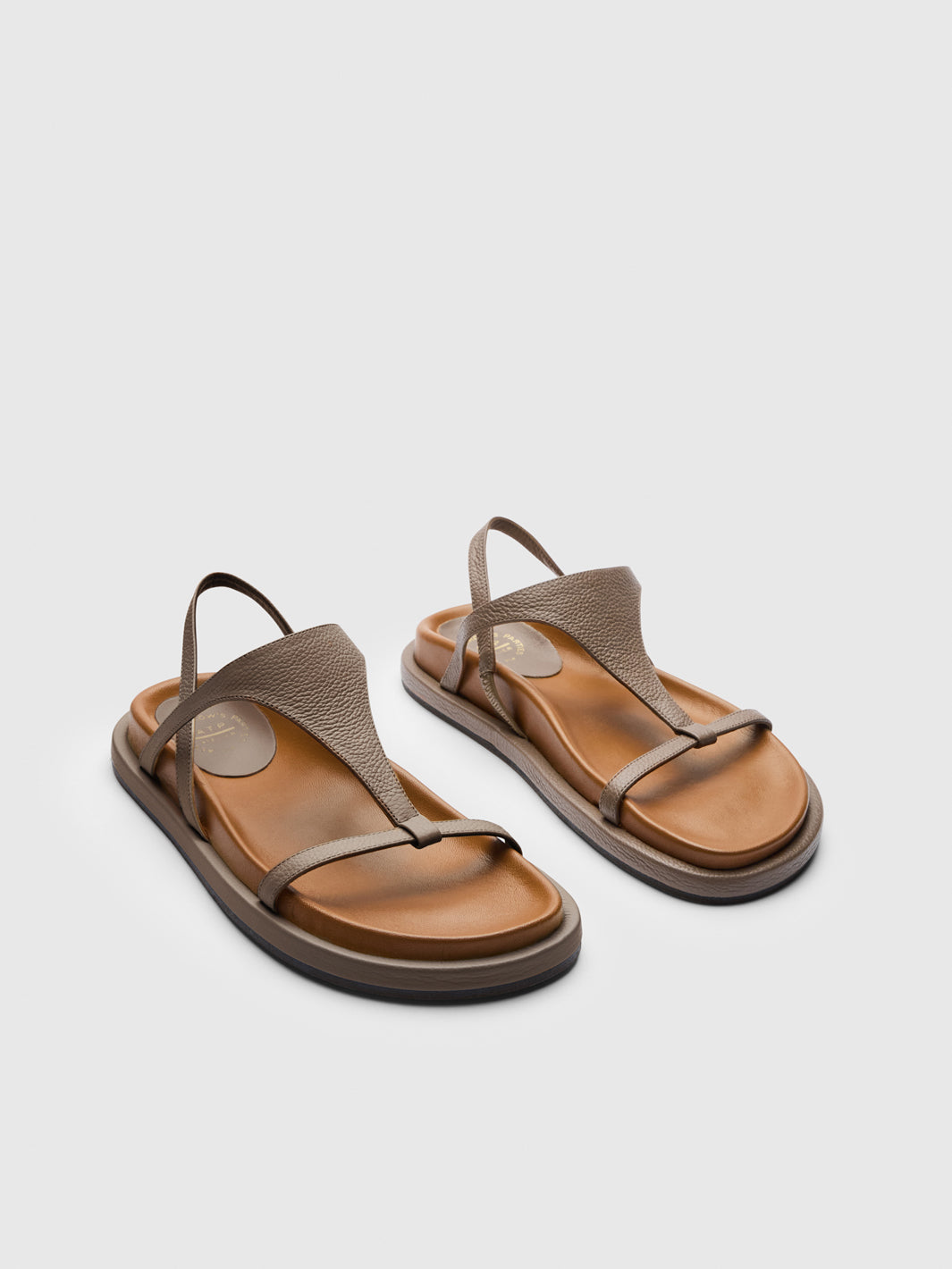 Ultimo Tahini Grained Leather Comfy sandals