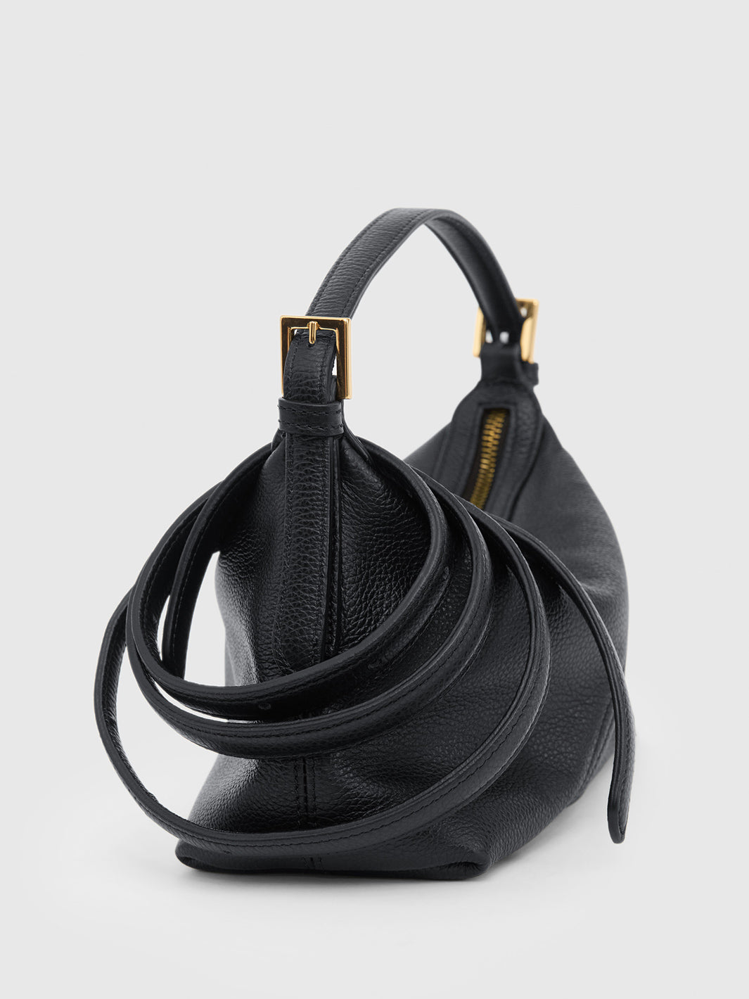 Vadena Black Grained Leather Pouch