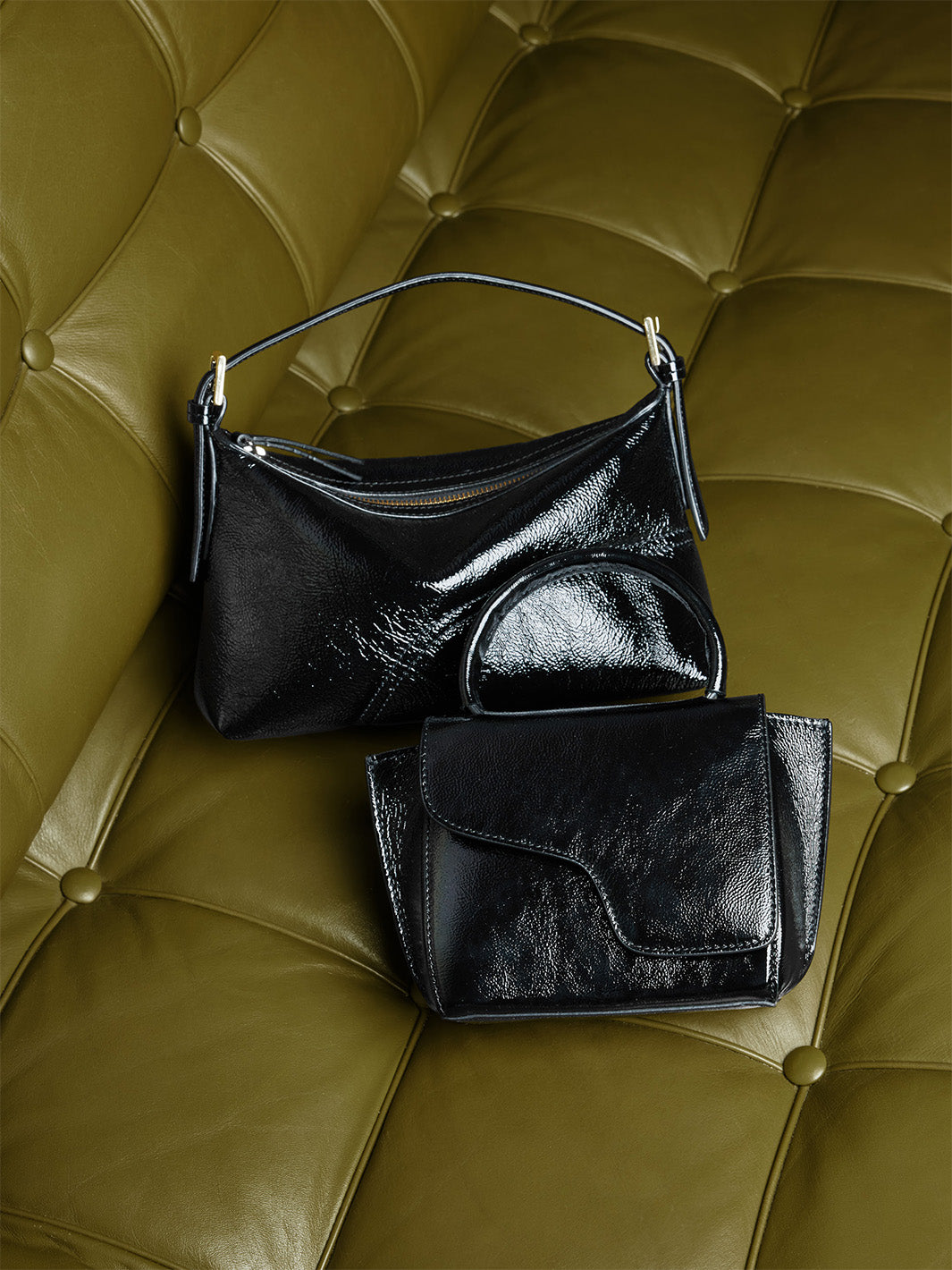 Vadena Black Naplak Leather Pouch