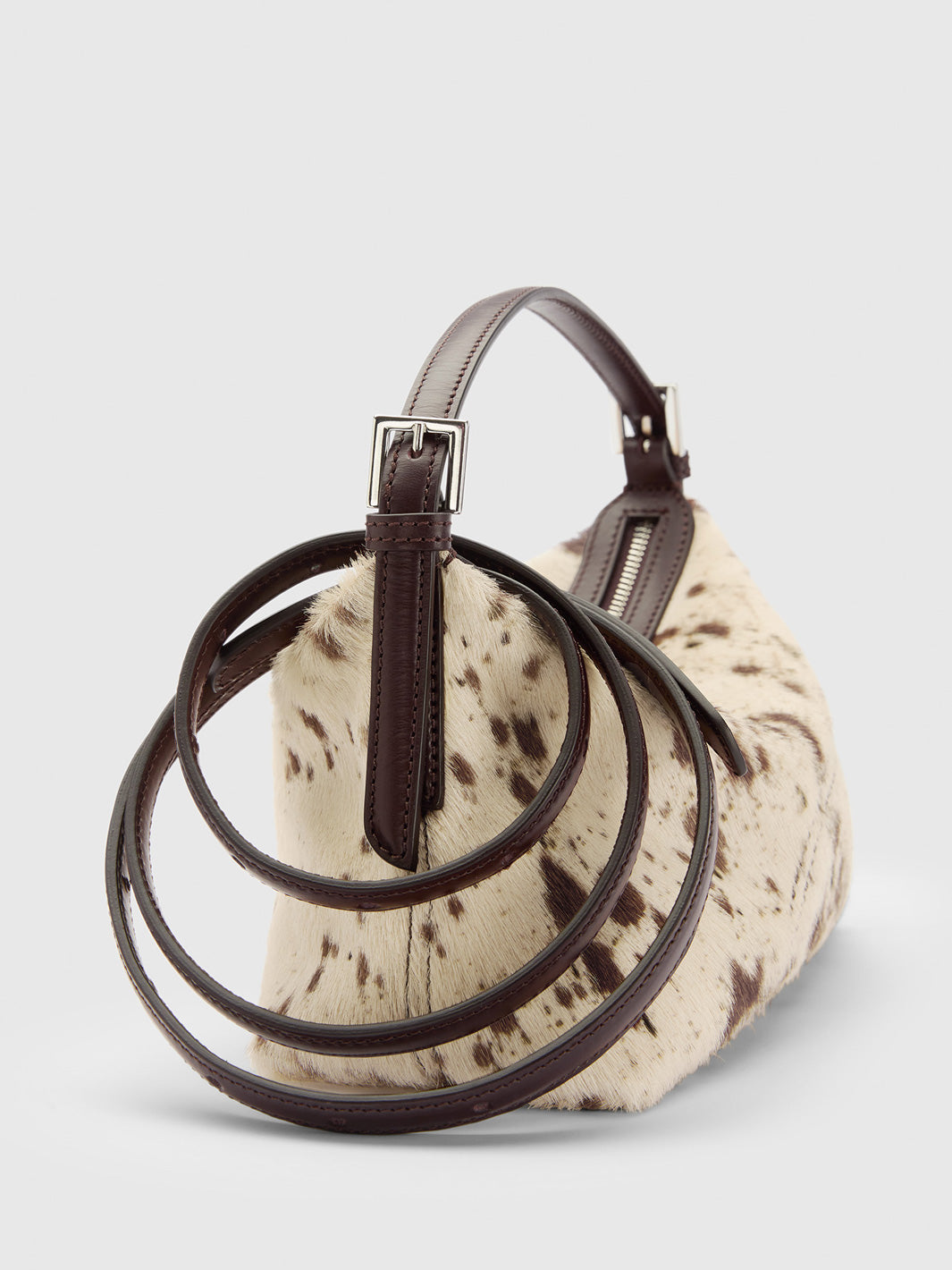 Vadena Mandorla/Walnut Printed Mini Cow/Leather Pouch | ATP
