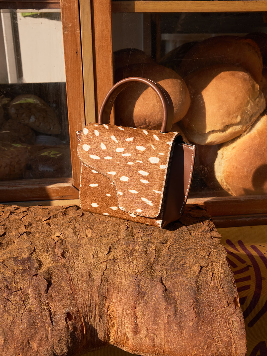 Montalcino Cannella Printed Cerbiatto/Leather Mini handbag