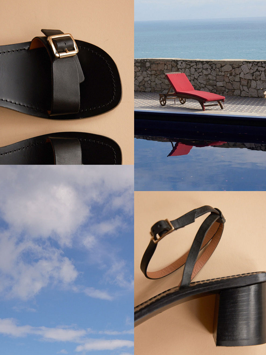 Mori Black Leather Ankle strap heels