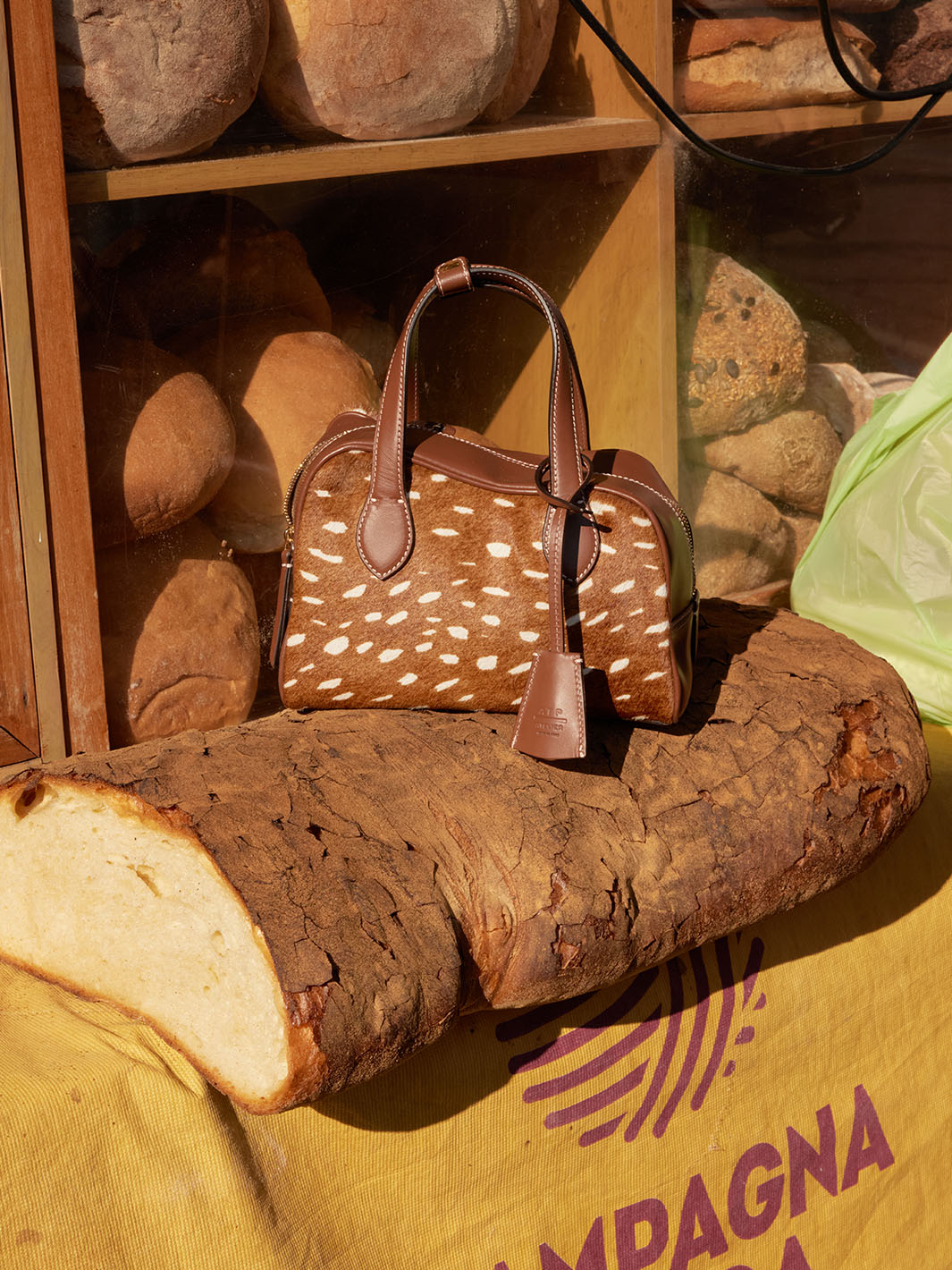 Ormelle Cannella Printed Cerbiatto/Leather Top handle bag