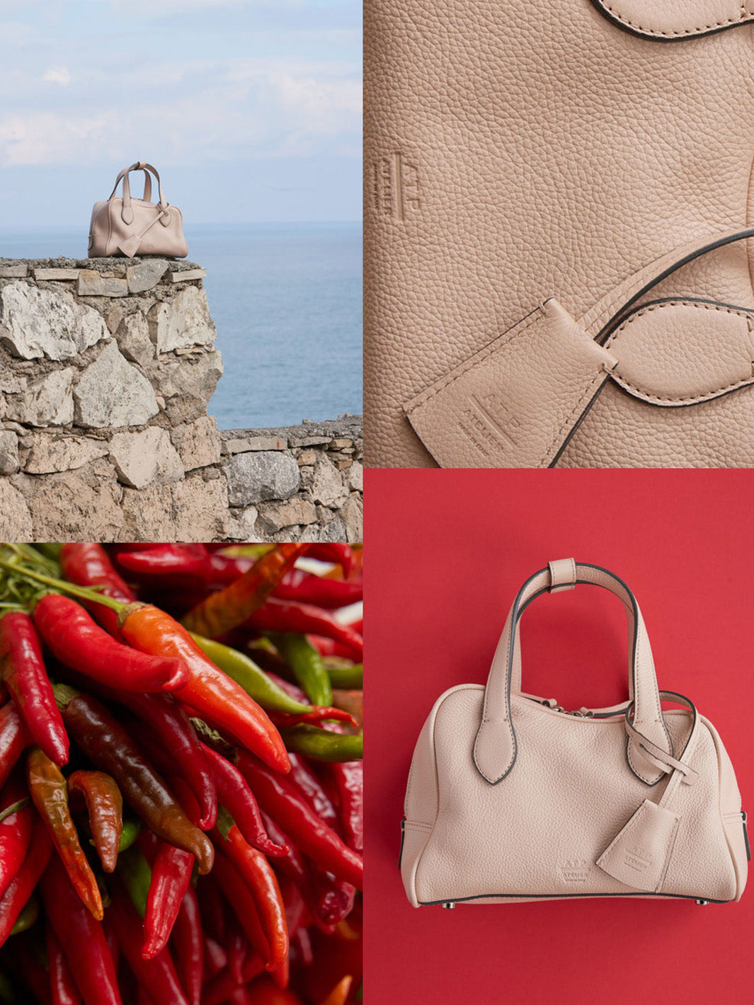 Ormelle Cipria Grained Leather Top handle bag