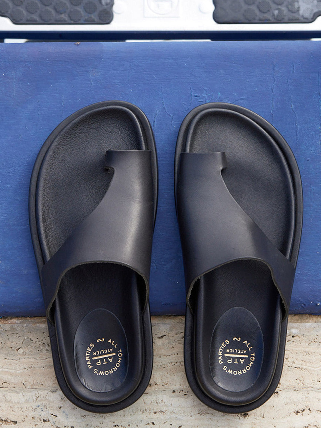 Rosanna Black Leather Comfy sandals | ATP Atelier | Official Site