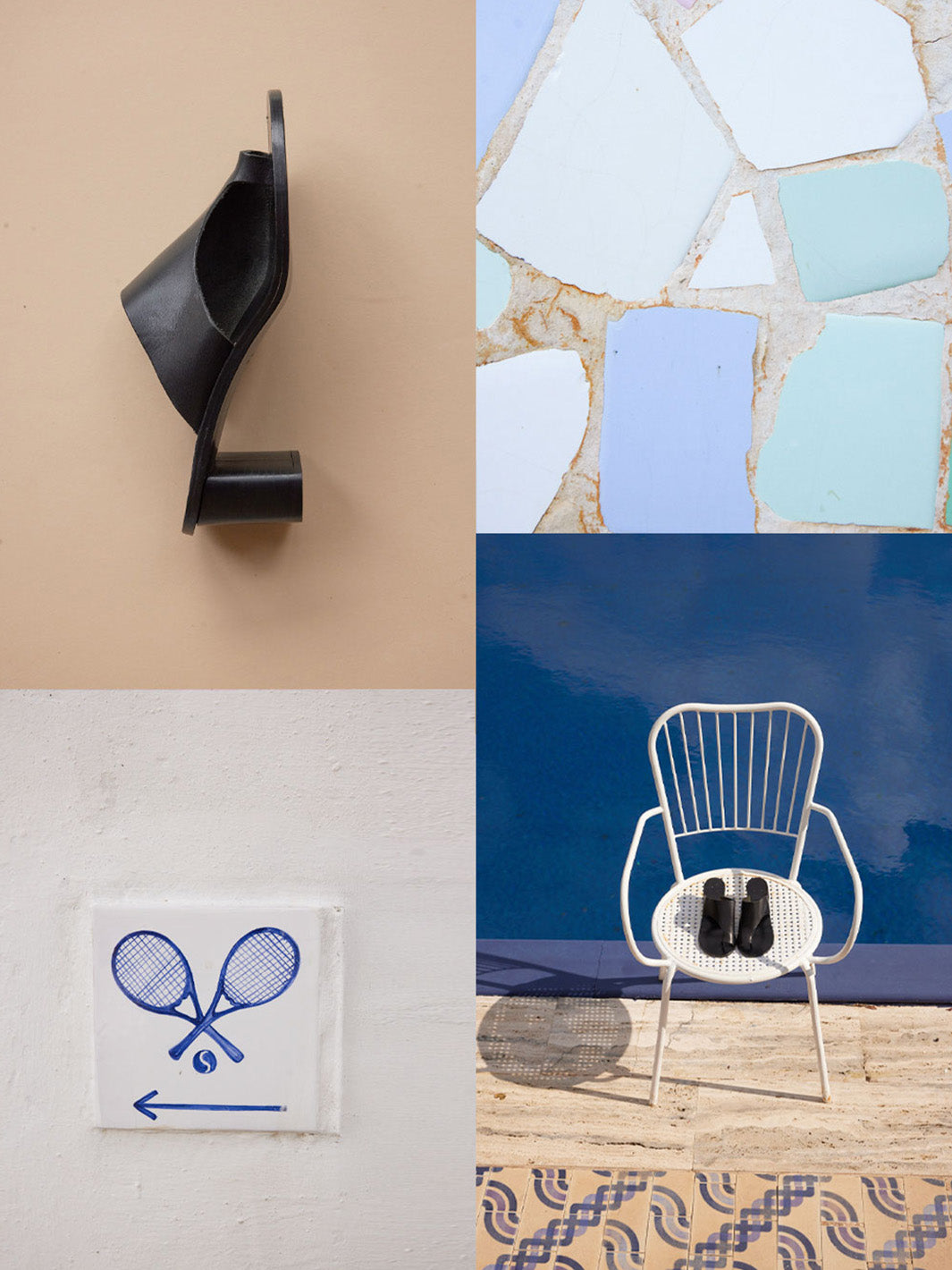 Rosate Black Leather Cutout heeled sandals