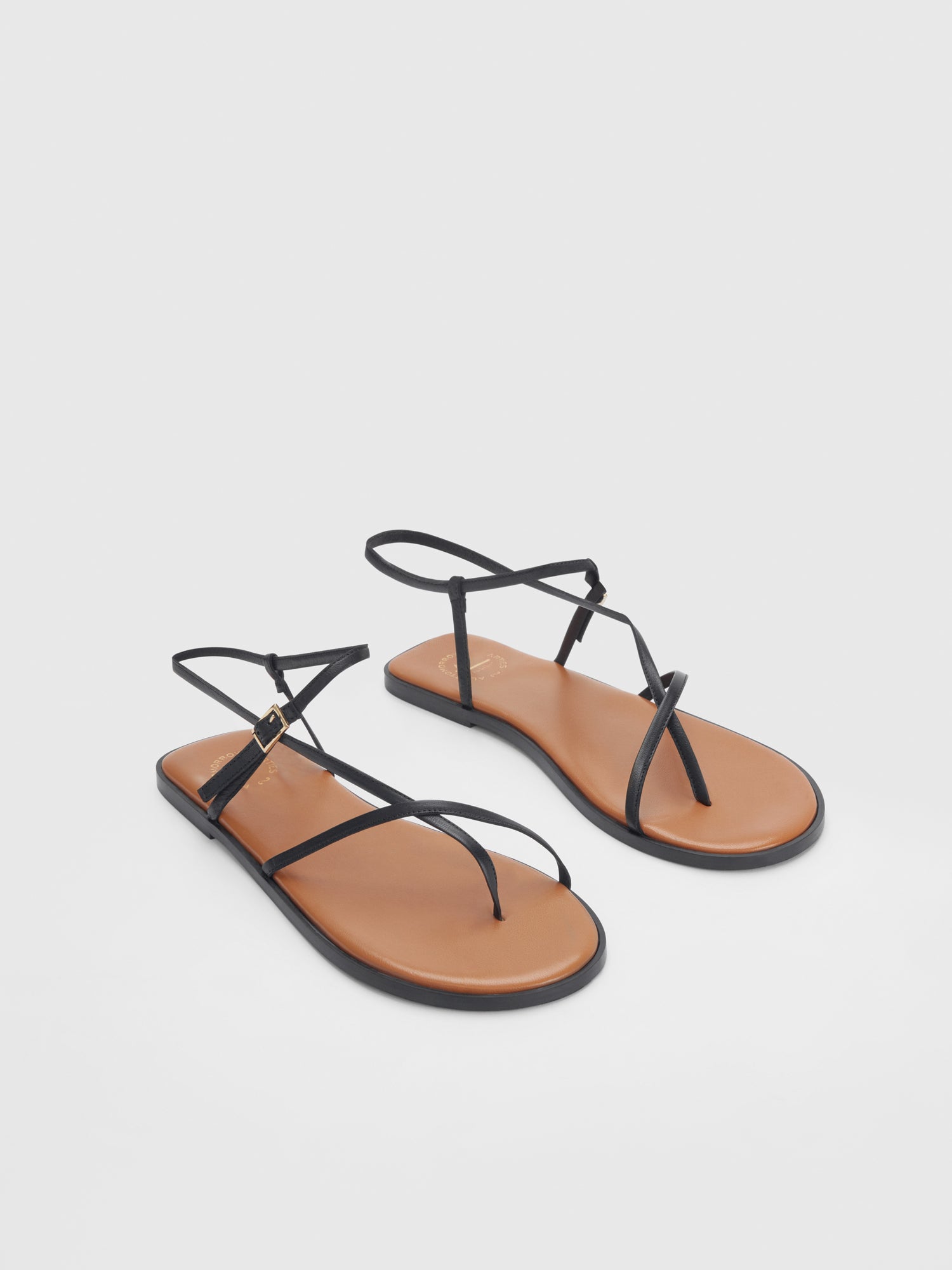 Capri Black Nappa Flat sandals