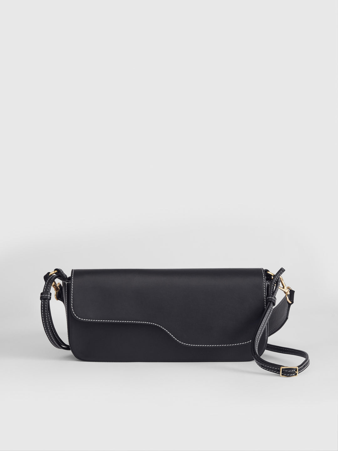 Ercolano Black/Contrast stitch Leather Shoulder bag – ATP Atelier