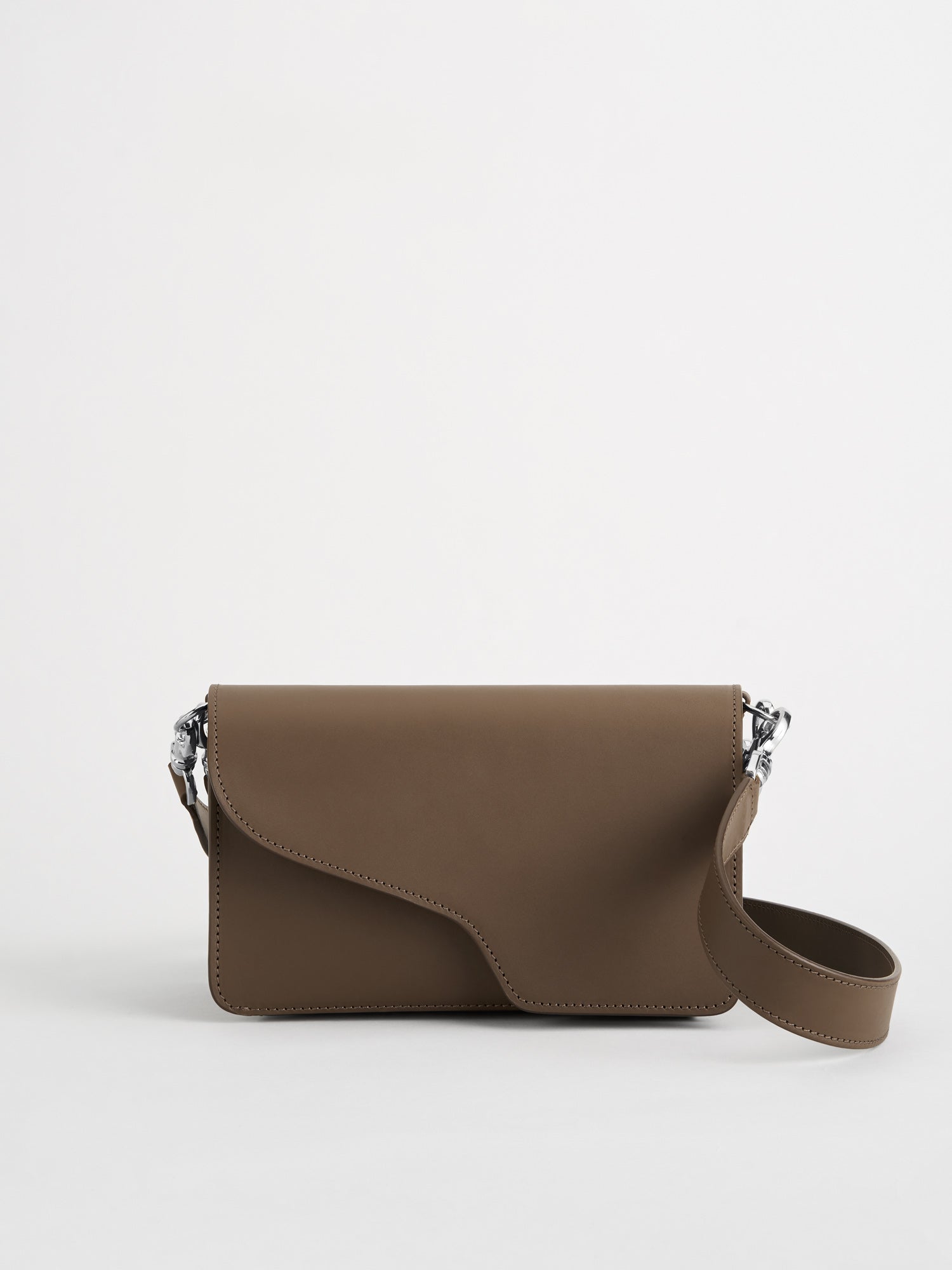 Assisi Khaki Brown/Silver Leather Shoulder Bag