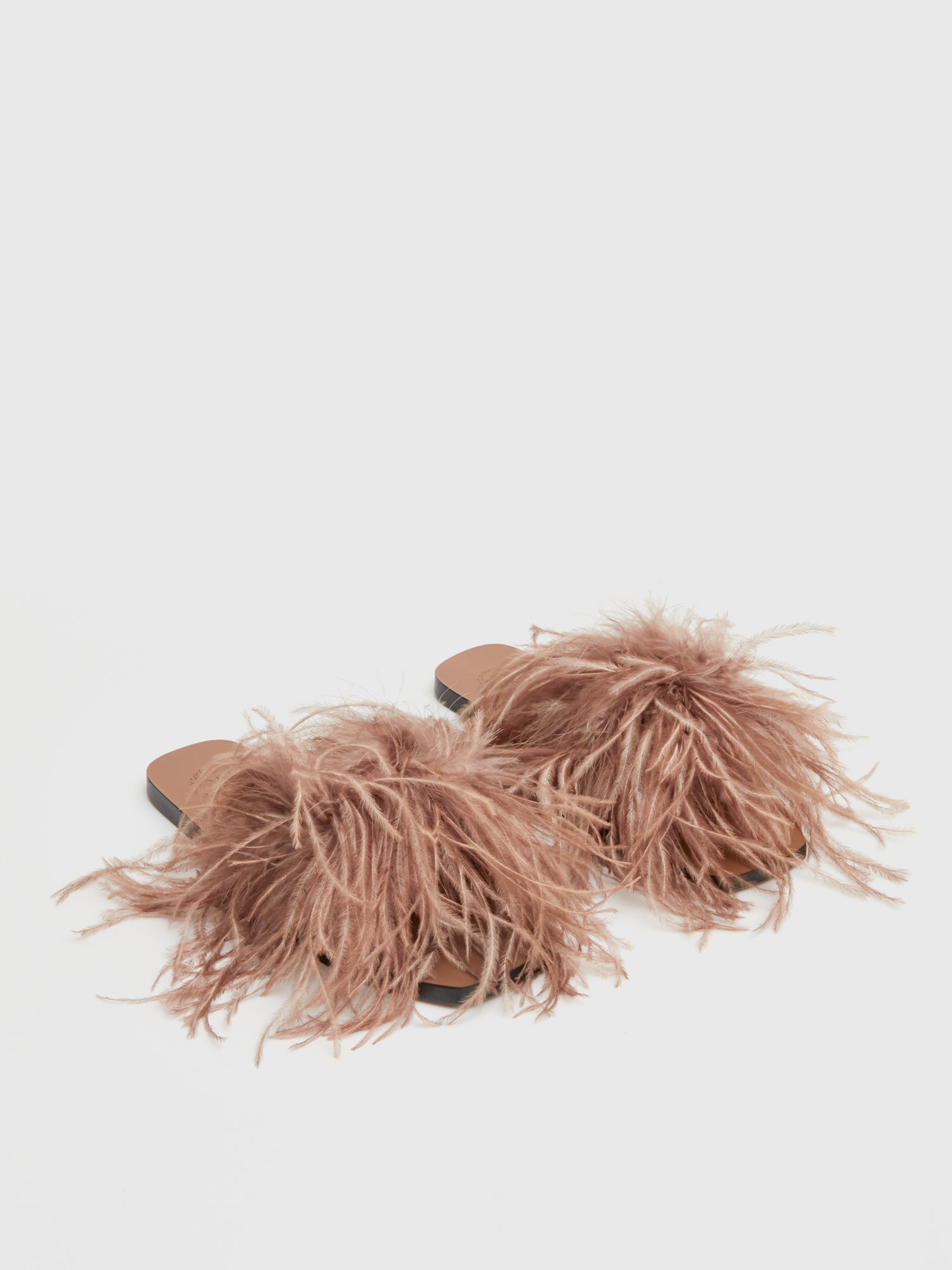 Farro Hazelnut Feathers/Leather Flat sandals