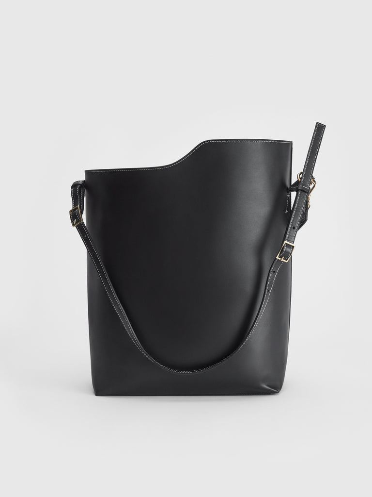 Pompei Black/Contrast Stitch Leather Large tote bag – ATP Atelier