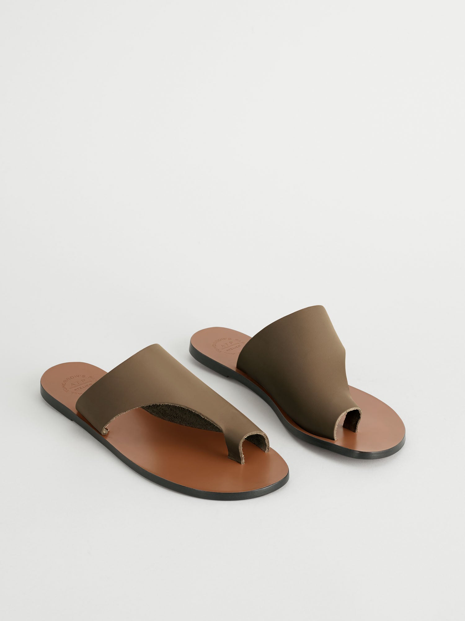 Rosa Khaki Brown Leather Cutout sandals