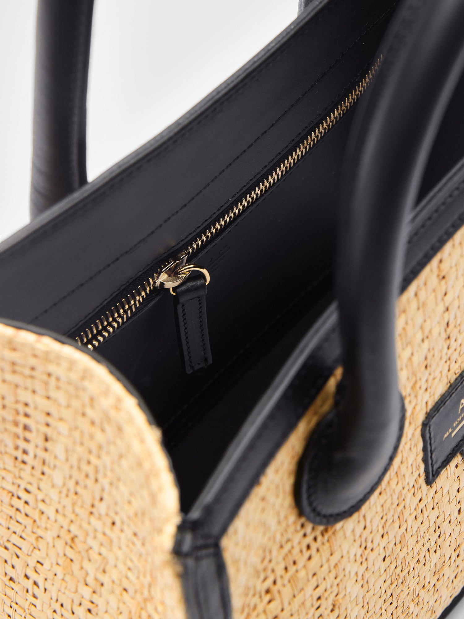 Scario Natural/Black Raffia/Leather Mini handbag